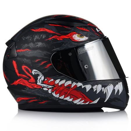 KASK MOTOCYKLOWY LS2 FF353 RAPID II KAIJU 06 + LUSTRZANKA SREBRNA SZYBA