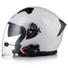 OTWARTY KASK MOTOCYKLOWY BIAŁY POŁYSK SKUTER CHOPPER + BLENDA + INTERKOM