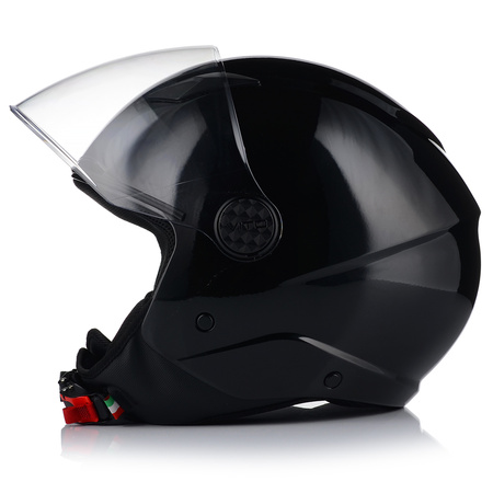 KASK MOTOCYKLOWY OTWARTY | VITO UNO | CZARNY POŁYSK SKUTER CHOPPER ECE 22.06