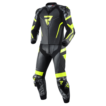 KURTKA MOTOCYKLOWA | REBELHORN REBEL BLK/FLUO | MĘSKA SKÓRZANA GARB + GRATISY