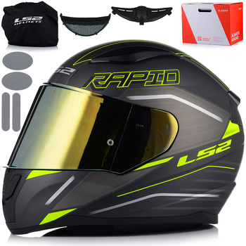 KASK MOTOCYKLOWY LS2 FF353 RAPID II ROKKU ECE 22.06 + ZŁOTA SZYBA