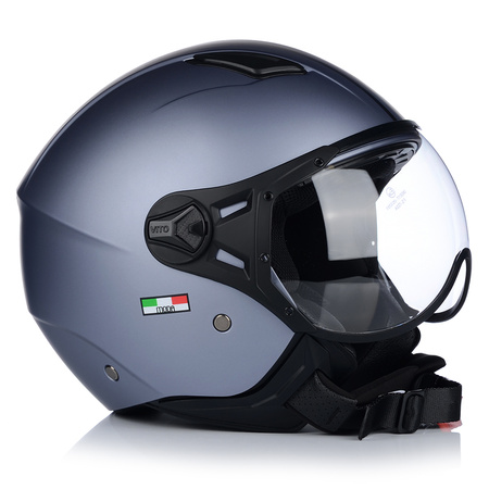 KASK MOTOCYKLOWY OTWARTY | VITO MODA | SZARY MAT SKUTER CHOPPER ECE 22.06 