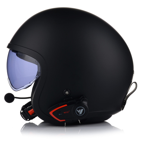 KASK MOTOCYKLOWY LS2 OF599 SPITFIRE MATT BLACK + INTERKOM VITO BLUETOOTH