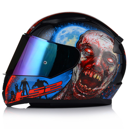 KASK MOTOCYKLOWY LS2 FF353 RAPID II ZOMBIE 06 + LUSTRZANKA TĘCZOWA SZYBA