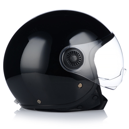 KASK MOTOCYKLOWY OTWARTY | VITO LORETO | CZARNY POŁYSK SKUTER CHOPPER ECE 22.06