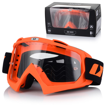 GOGLE MOTOCYKLOWE IMX MUD POMARAŃCZOWE CROSS QUAD ATV ENDURO WYMIENNA SZYBA