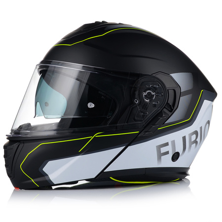 KASK MOTOCYKLOWY VITO FURIO FLUO GREY SZCZĘKOWY + INTERKOM VITO BLUETOOTH 2XL