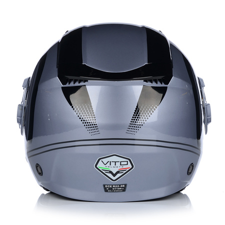KASK MOTOCYKLOWY | VITO ISOLA GREY | OTWARTY POŁYSK SKUTER CHOPPER + BLENDA
