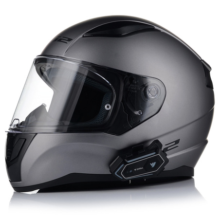 KASK MOTOCYKLOWY LS2 FF353 RAPID II SZARY MATT + INTERKOM VITO BLUETOOTH