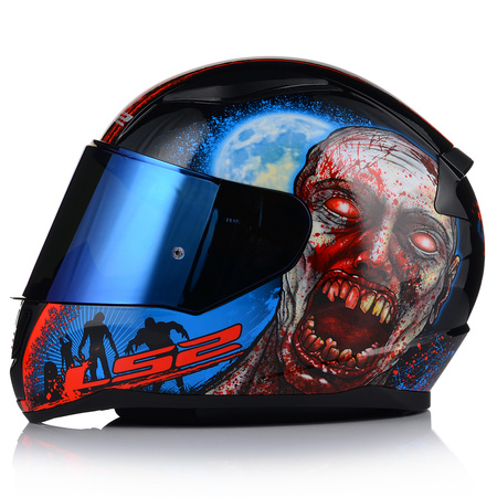KASK MOTOCYKLOWY LS2 FF353 RAPID II ZOMBIE 06 + NIEBIESKA LUSTRZANA SZYBA