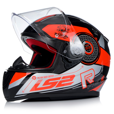 KASK LS2 FF353 RAPID STRATUS BLACK RED SILVER XXL