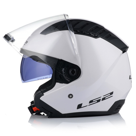 OTWARTY KASK MOTOCYKLOWY LS2 OF600 BIAŁY POŁYSK + INTERKOM BLUETOOTH