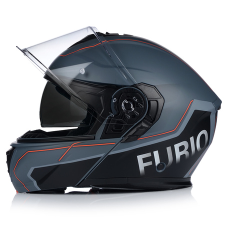 KASK MOTOCYKLOWY | VITO FURIO GREY MAT | BIAŁY SZCZĘKOWY + PINLOCK + BLENDA XL