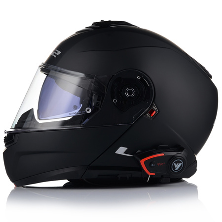 KASK MOTOCYKLOWY LS2 FF908 SZCZĘKOWY CZARNY MATT + INTERKOM VITO BLUETOOTH
