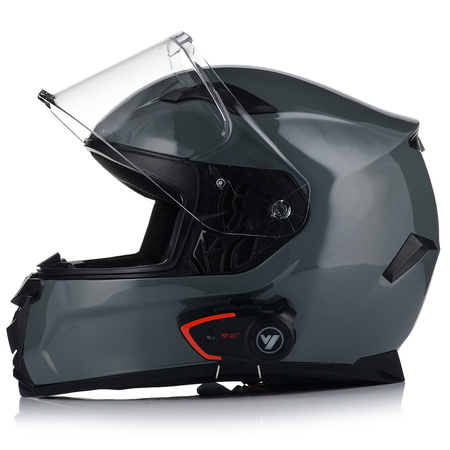 KASK MOTOCYKLOWY | VITO DUOMO | SZARY POŁYSK + INTERKOM VITO BLUETOOTH
