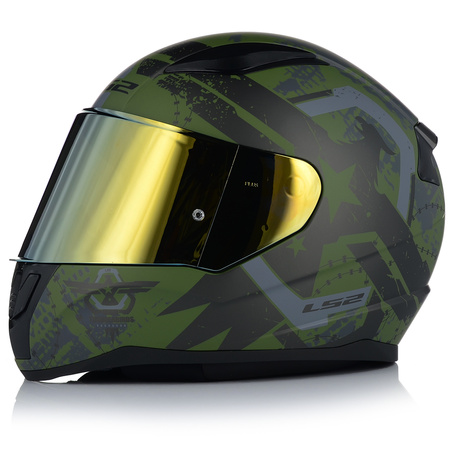 KASK MOTOCYKLOWY LS2 FF353 RAPID II THUNDER BIRDS 22.06 + ZŁOTA SZYBA