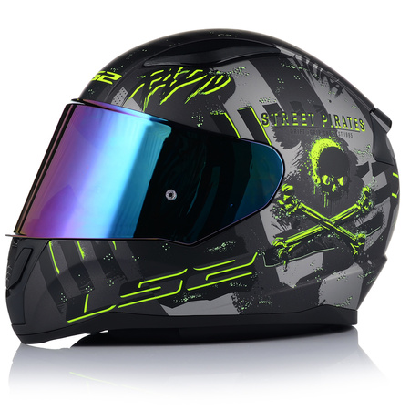 KASK MOTOCYKLOWY LS2 FF353 RAPID II PIRATES ECE 22.06 + TĘCZOWA SZYBA