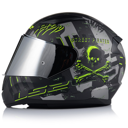 KASK MOTOCYKLOWY LS2 FF353 RAPID II PIRATES ECE 22.06 + LUSTRZANA SZYBA