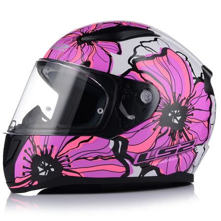 KASK MOTOCYKLOWY LS2 FF353 RAPID II POPPIES DAMSKI RÓŻOWY + ZŁOTA SZYBA