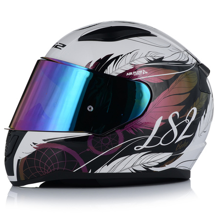 KASK MOTOCYKLOWY LS2 FF353 RAPID II BOHO DAMSKI 22.06 + TĘCZOWA SZYBA