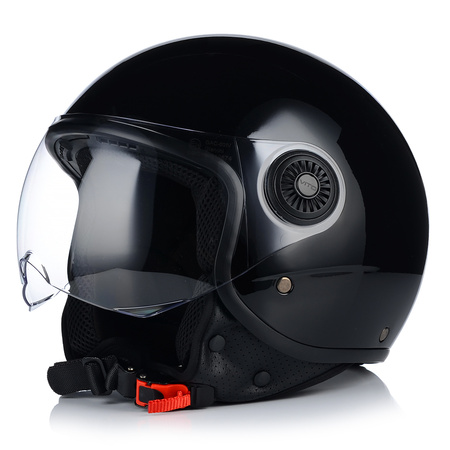 KASK MOTOCYKLOWY OTWARTY | VITO LORETO | CZARNY POŁYSK SKUTER CHOPPER ECE 22.06