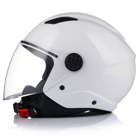 KASK MOTOCYKLOWY OTWARTY | VITO UNO | BIAŁY POŁYSK SKUTER CHOPPER ECE 22.06