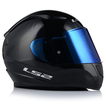 KASK MOTOCYKLOWY LS2 FF353 RAPID II CZARNY POŁYSK ECE 22.06 + NIEBIESKA SZYBA
