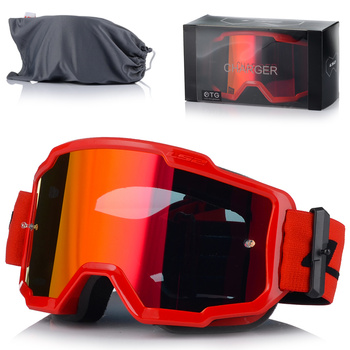 GOGLE MOTOCYKLOWE LS2 CHARGER CZERWONE + LUSTRZANA SZYBA ANTYPARA ANTIFOG