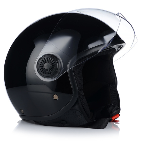 KASK MOTOCYKLOWY OTWARTY | VITO LORETO | CZARNY POŁYSK SKUTER CHOPPER ECE 22.06