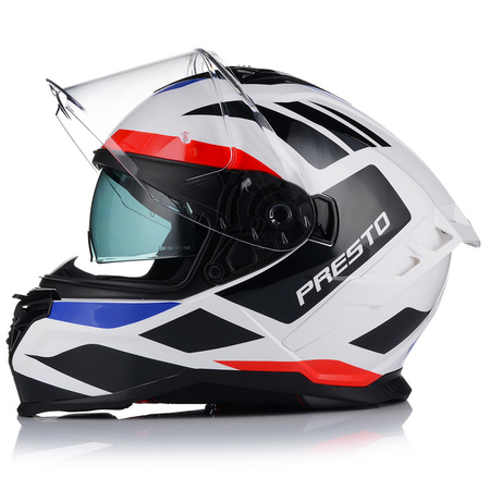 KASK MOTOCYKLOWY | VITO PRESTO | BIAŁY INTEGRALNY SYSTEM PINLOCK + BLENDA