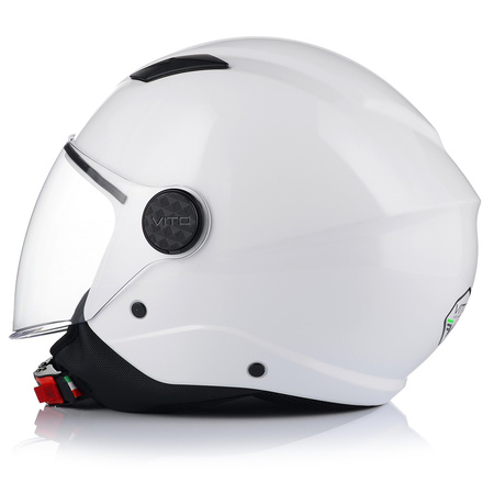 KASK MOTOCYKLOWY OTWARTY VITO UNO BIAŁY POŁYSK SKUTER CHOPPER + INTERKOM