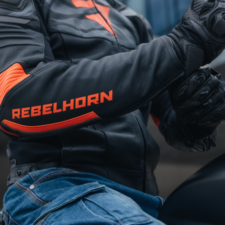 KURTKA MOTOCYKLOWA | REBELHORN VANDAL BLACK/RED | MĘSKA SKÓRZANA + GRATISY