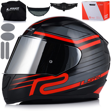 KASK MOTOCYKLOWY LS2 FF353 RAPID II CIRCUIT ECE 22.06 + SREBRNA SZYBA