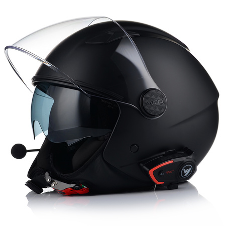 KASK MOTOCYKLOWY OTWARTY VITO SARENTA Z BLENDĄ + INTERKOM VITO BLUETOOTH