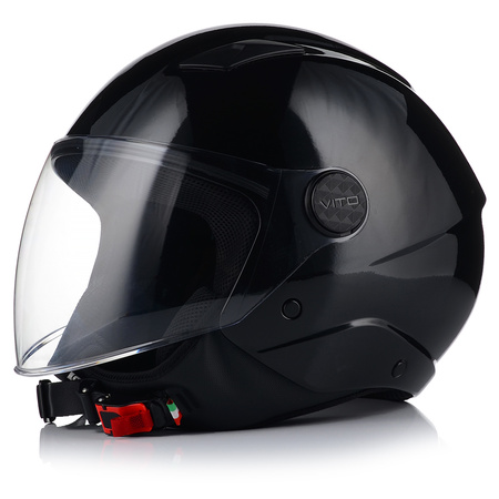 KASK MOTOCYKLOWY OTWARTY | VITO UNO | CZARNY POŁYSK SKUTER CHOPPER ECE 22.06