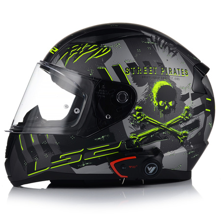 KASK MOTOCYKLOWY LS2 FF353 RAPID II PIRATES MAT + INTERKOM VITO BLUETOOTH