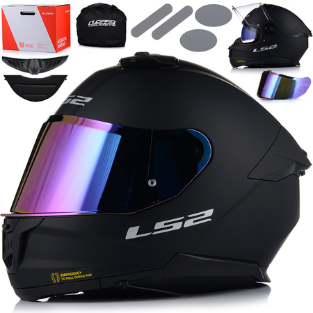 KASK MOTOCYKLOWY LS2 FF808 STREAM II CZARNY MAT MĘSKI BLENDA + TĘCZOWA SZYBA