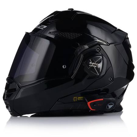 KASK MOTOCYKLOWY LS2 FF901 ADVANT CZARNY POŁYSK + INTERKOM VITO BLUETOOTH