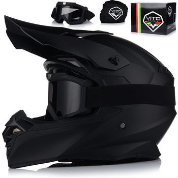 KASK MOTOCYKLOWY | VITO TIVOLI MATT | OFF-ROAD ENDURO CROSS QUAD ATV + GOGLE