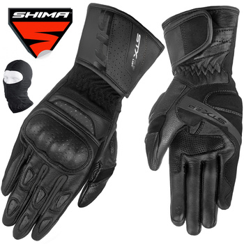 RĘKAWICE MOTOCYKLOWE | SHIMA STX 2.0 BLACK | DAMSKIE SKÓRZANE DŁUGIE +GRATIS