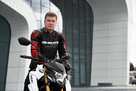 KURTKA MOTOCYKLOWA | SHIMA STR 2.0 RED | MĘSKA SKÓRZANA SPORTOWA + GRATIS