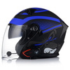 OTWARTY KASK MOTOCYKLOWY NIEBIESKI MATT SKUTER CHOPPER + BLENDA + INTERKOM