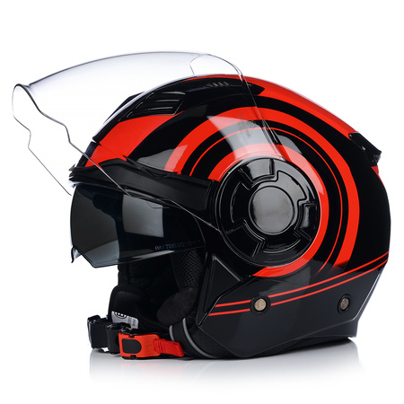 KASK MOTOCYKLOWY | VITO ISOLA JET RED | OTWARTY SKUTER CHOPPER + BLENDA