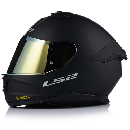 KASK MOTOCYKLOWY LS2 FF808 STREAM II CZARNY MAT BLENDA + LUSTRZANKA ZŁOTA