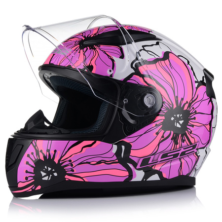 KASK MOTOCYKLOWY LS2 FF353 RAPID II POPPIES DAMSKI RÓŻOWY  + CIEMNA SZYBA