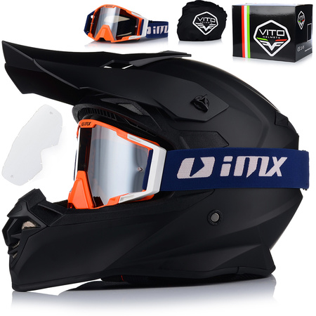 KASK MOTOCYKLOWY | VITO TIVOLI + GOGLE IMX | OFF-ROAD ENDURO CROSS QUAD