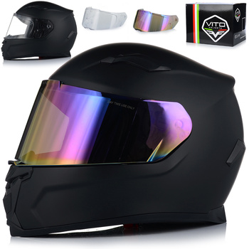 KASK MOTOCYKLOWY | VITO DUOMO | INTEGRALNY CZARNY MATT  + TĘCZOWA SZYBA 2XL