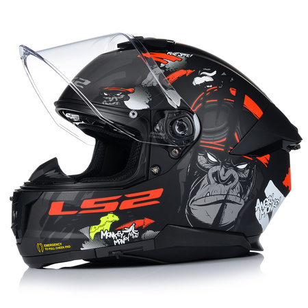 KASK MOTOCYKLOWY LS2 FF808 STREAM II MONKEY KEVLAR SYSTEM PINLOCK + BLENDA