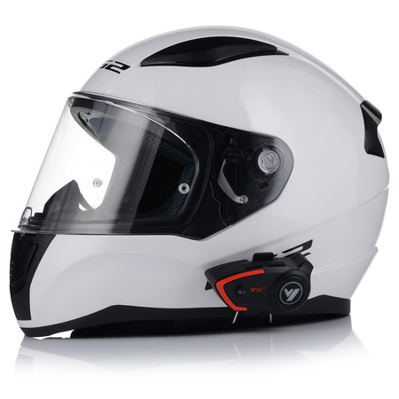 KASK MOTOCYKLOWY LS2 FF353 RAPID II BIAŁY POŁYSK + INTERKOM VITO BLUETOOTH