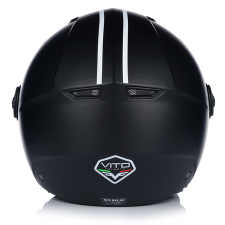 KASK MOTOCYKLOWY OTWARTY | VITO MODA MATT BLACK | SKUTER CHOPPER ECE 22.06 2XL